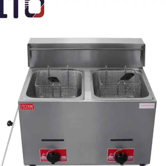 Table Top Stainless Steel Single Tank Gas Deep Fryer Machine Commercial Use For Street Food
