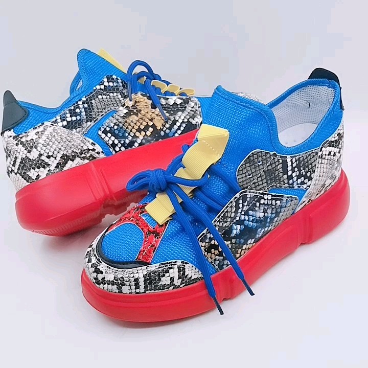 Women Big Size 44 Casual Sneaker Bright Color Snakeskin Casual Female