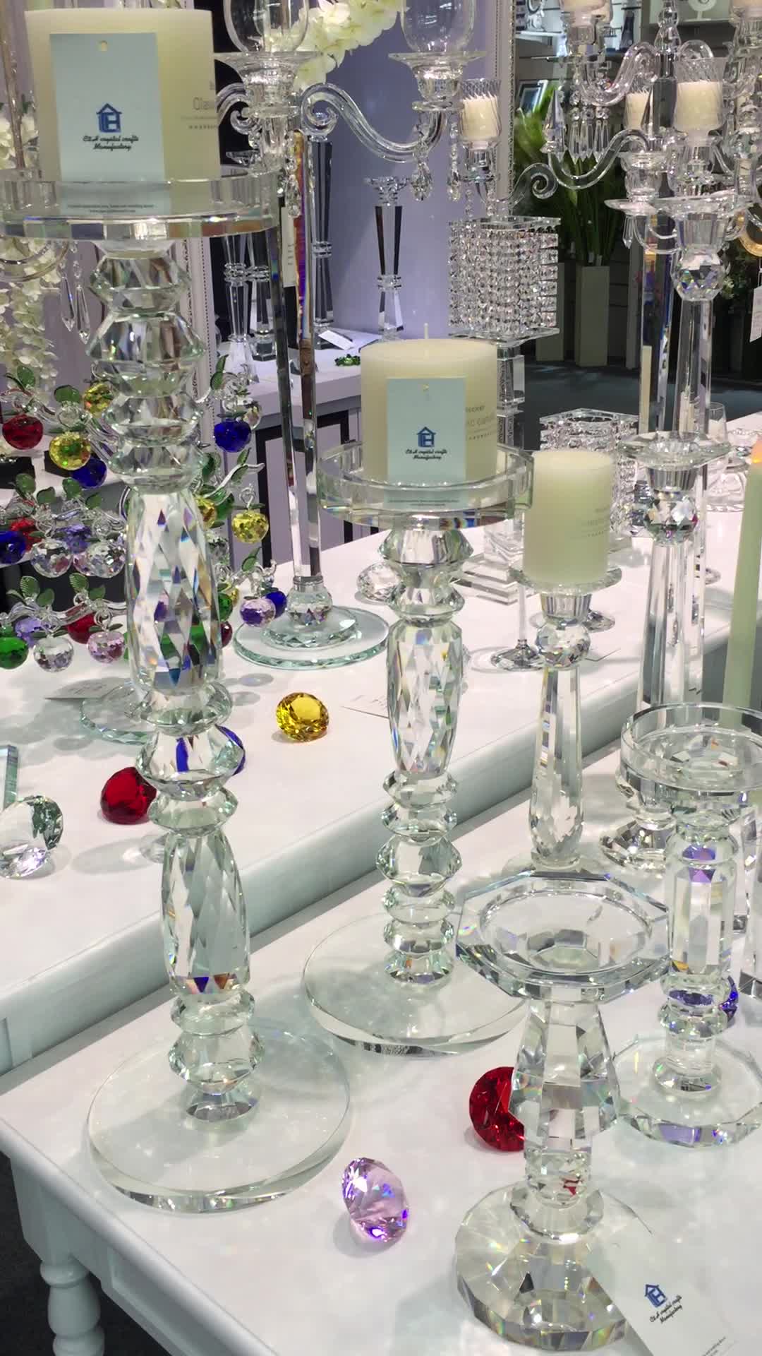 Luxury Design Tall 9 Candles Wedding Crystal Table Votive Candelabra