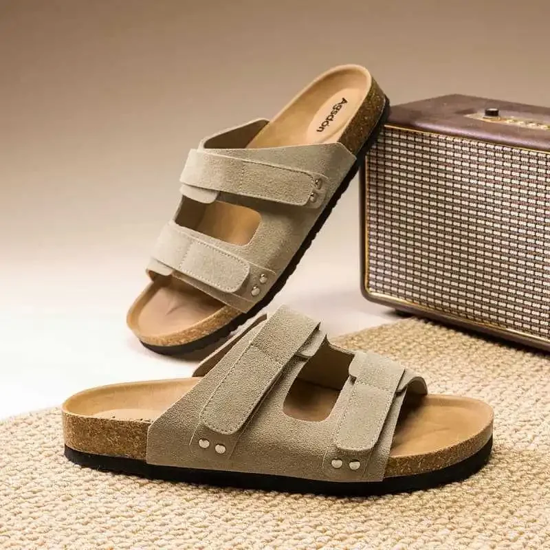 Augusten Slippers Men's Outer Wear 2025 Summer New Open Toe Soft-soled Birkenn Sandals Men's All-match One-word Shops