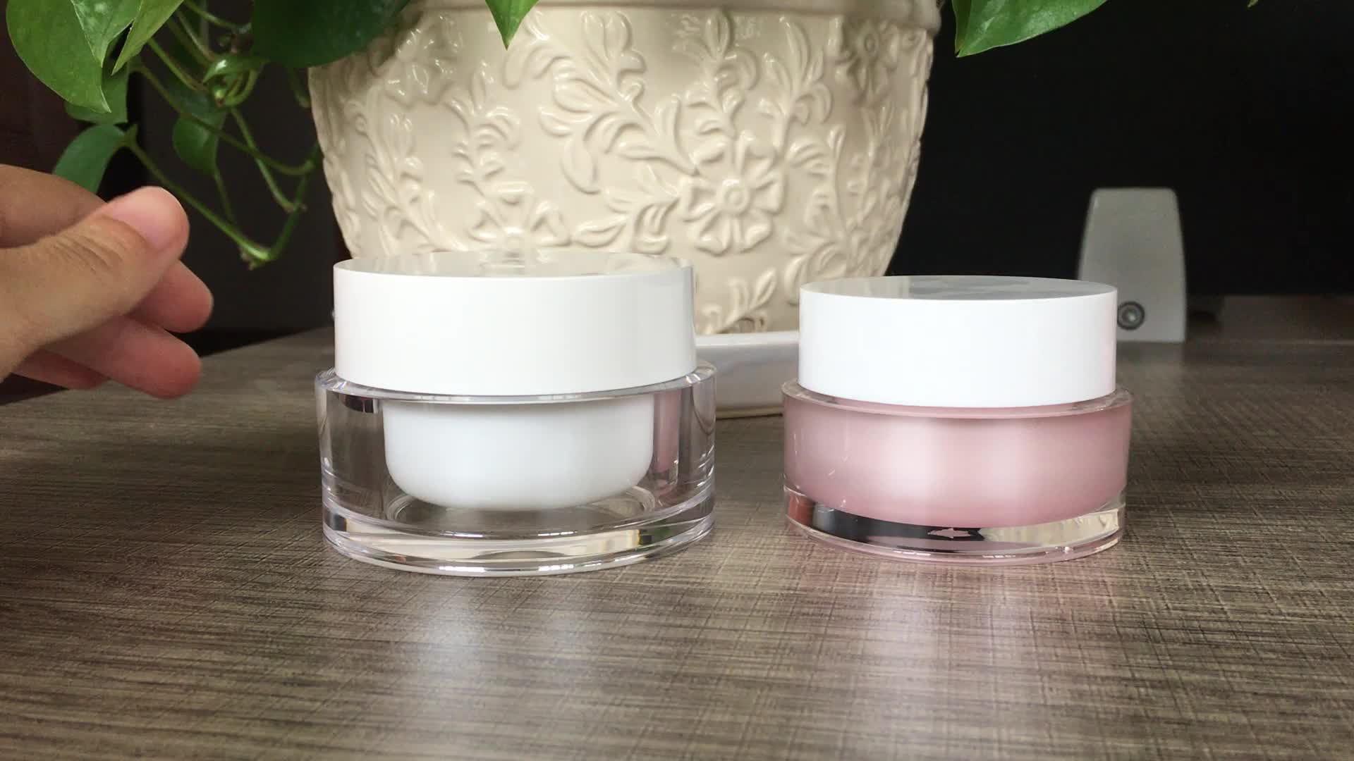 Luxury Cosmetic Jar 1oz Pink Clear Round Acrylic Cream Jar 50g.60g