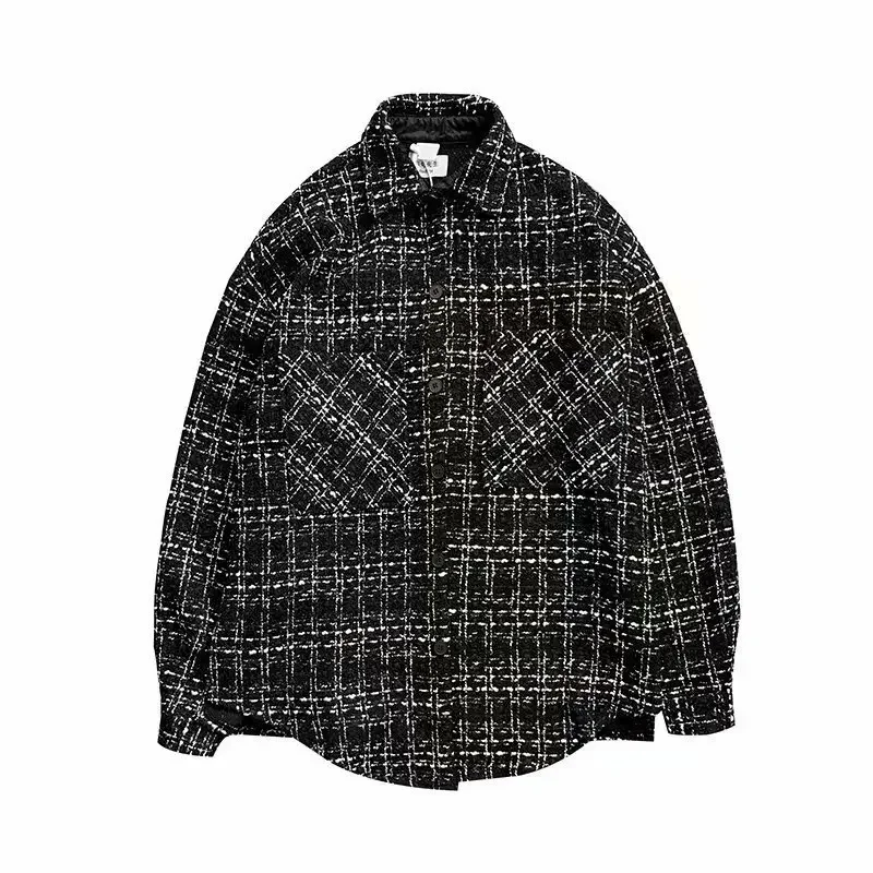 Прилив, осенняя рубашка, тенденция шерстяное пальто, оверсайз, стиль Chanel