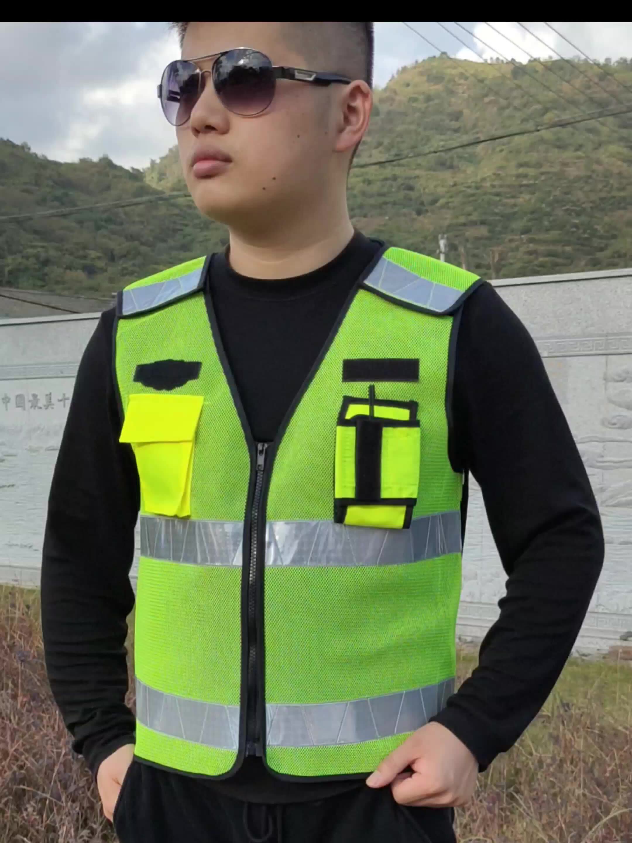 Reflective vest Printed traffic riding safety clothing Driver car security patrol breathable fluorescent vest