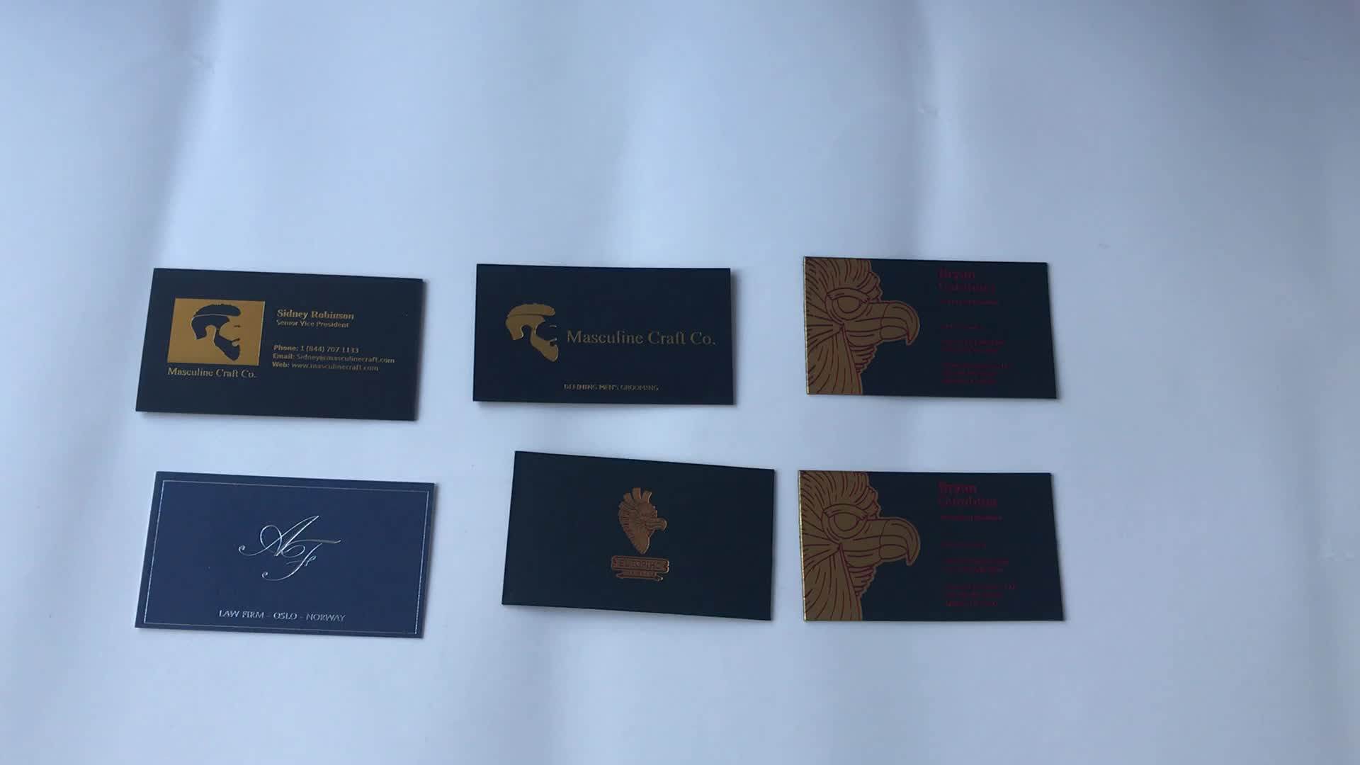Black Cardboard Gold Embossed Business Cards Printed Visiting Name