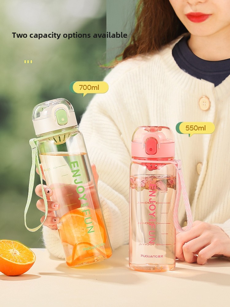 Fuguang Sports Water Bottle for Women, Large Capacity for Summer, New Model for Men, High Temperature Resistant, Children's and Student Plastic Cup with Scale, Anti-Fall
