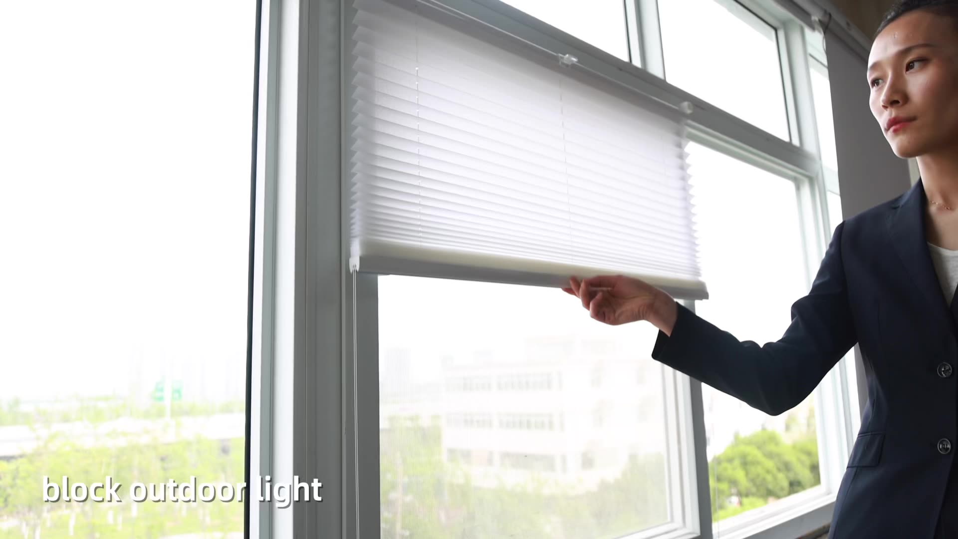 Up And Down Pleated Blinds Shades Full Blackout Cordless Bottom Up Cellular Shades Automatic