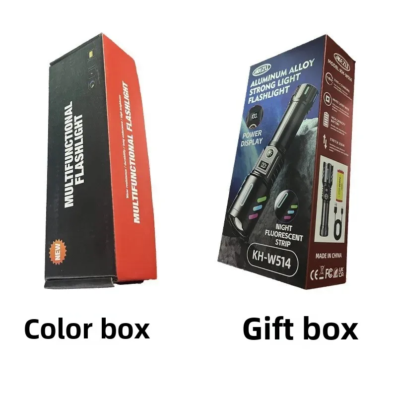 Flashlight Colorful Ultra-bright Light Rechargeable Outdoor Digital Display Portable White Laser Multi-function Long-range King Flashlight