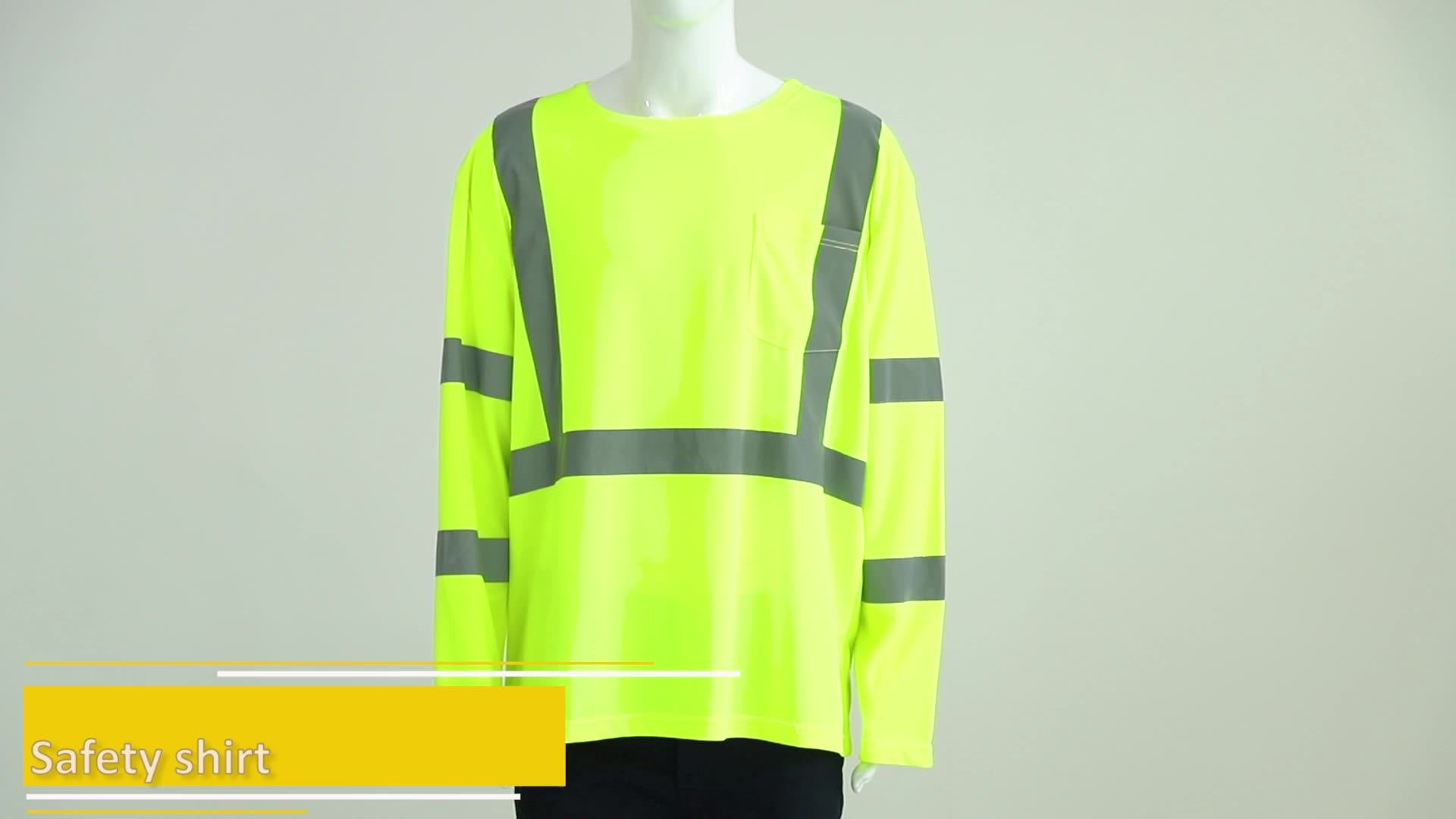 100 Polyester Fluorescent Yellow Long Sleeve Safety Tshirt Buy Long