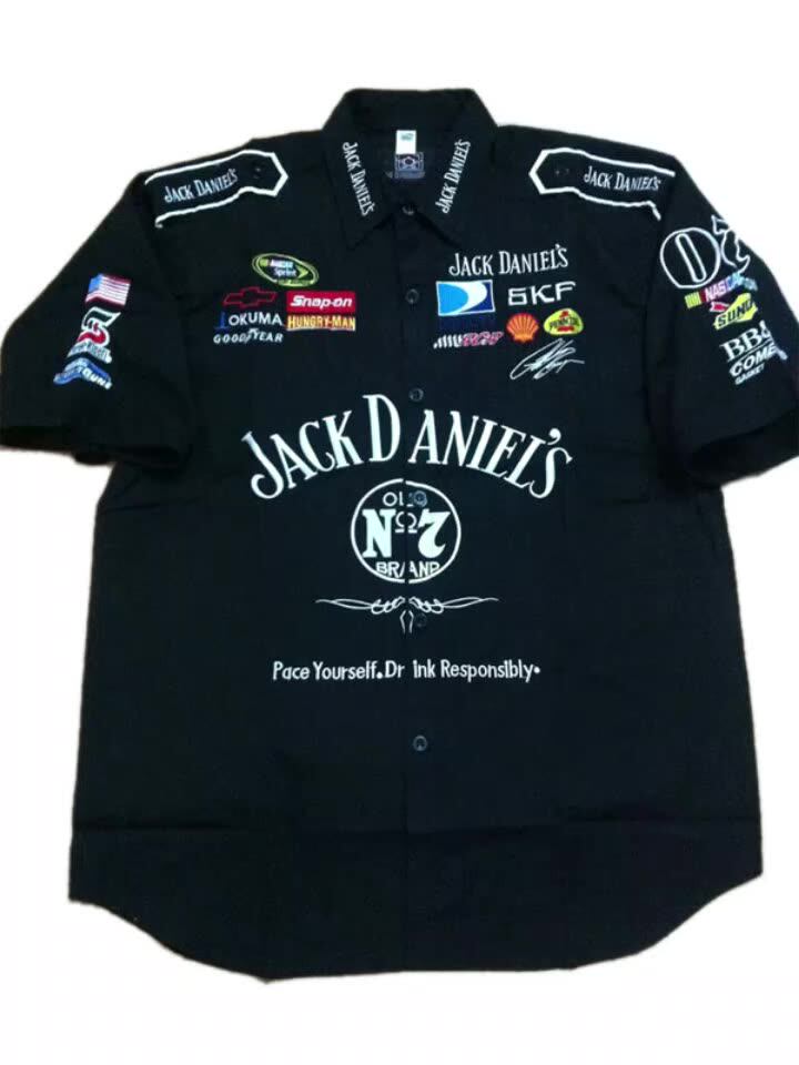 F1 racing suit trendy style personality wind ins wind work clothes Bikers will ride full embroidery casual short-sleeved shirt