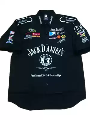 F1 racing suit trendy ins wind overalls bikers club motorcycle riding full embroidery casual short-sleeved shirt