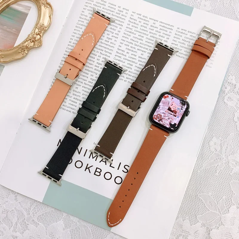 Подходит Apple Watch iWatch8 Замена кожи ремень кожаный ремень Apple соединитель точка