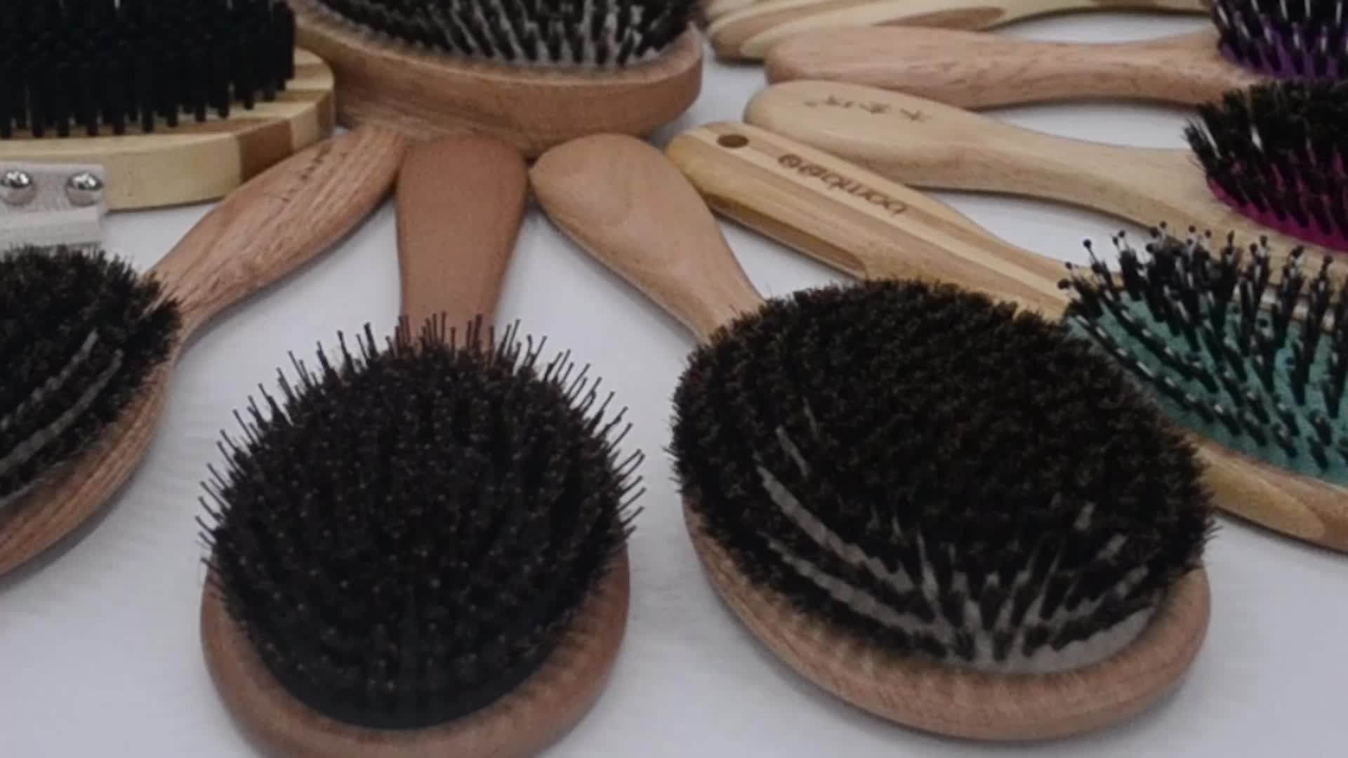 Boar Bristle Hair Brush,Natural Wood Bamboo Helps Maintain And Control