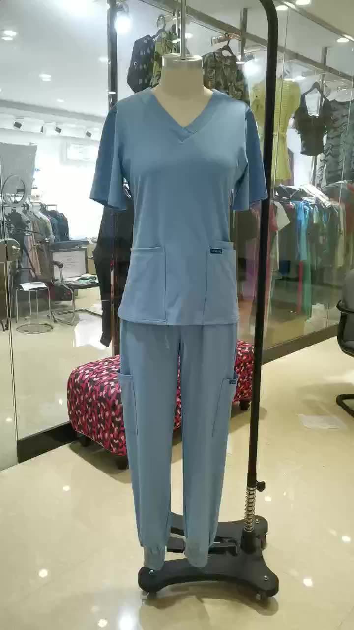 Oem Service Nurses Scrub Uniform Long And Short Sleeve Customize Woven