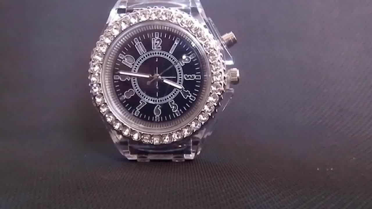 Amazon Best Sellers Colorful Unisex Diamond Fashion Plastic Analog Watch Led Light Luminous