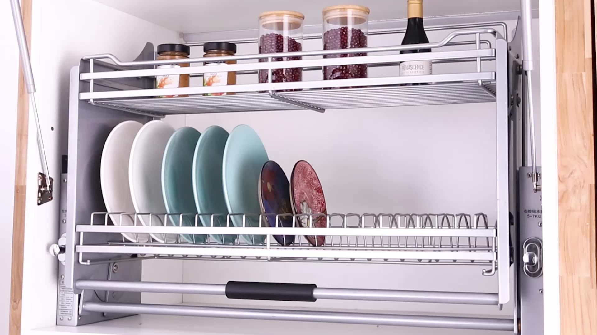 Multirole Kitchen Accessories Lift Basket Adjustable Pull Down Shelves