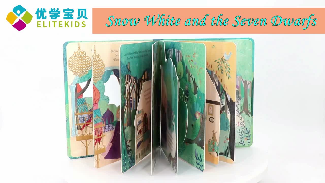 English truyện tranh gốc bí mật theo dõi Bạch Tuyết fairy tale loạt Usborne Peep Bên trong một Fairy Tale Bạch Tuyết nhìn qua cuốn sách bìa cứng hầm minh họa câu chuyện Đồ chơi giáo dục