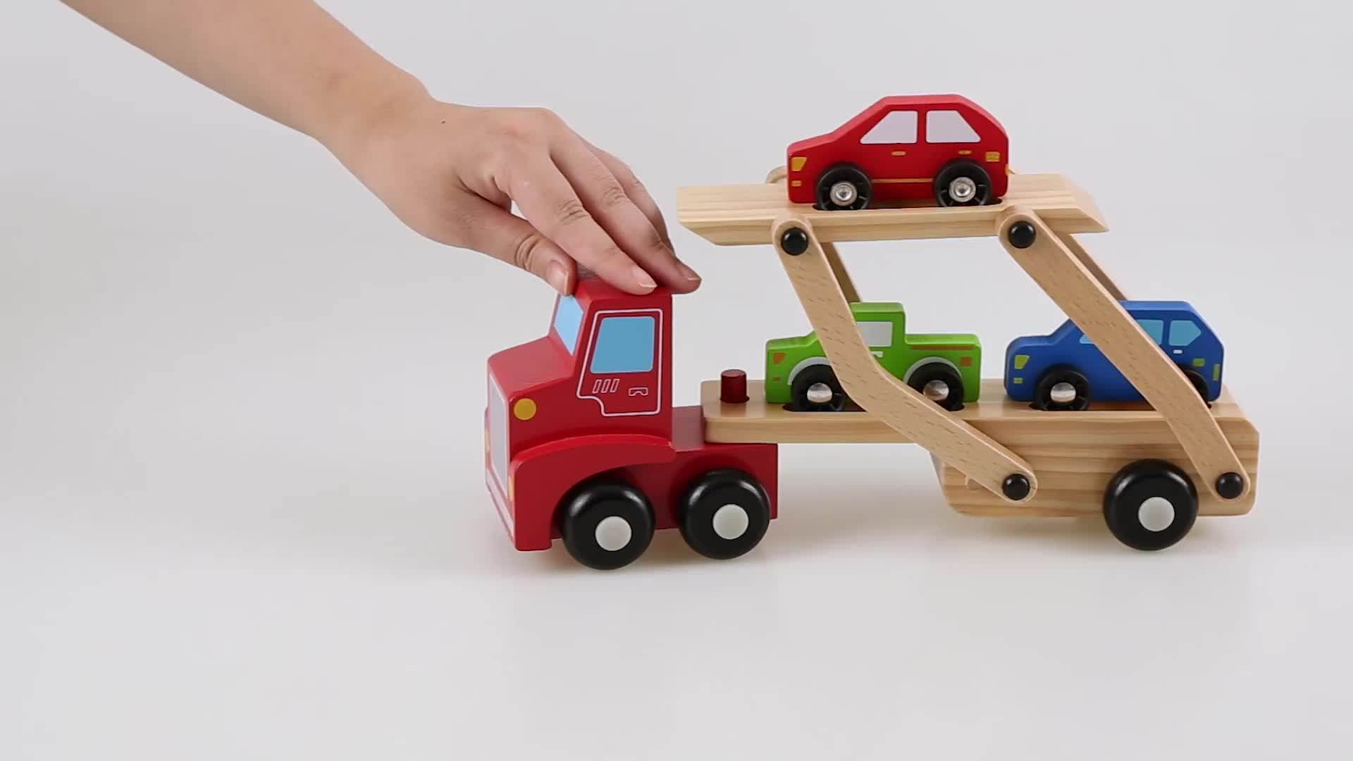 Kids Learning Educational Stacking Block Car Wooden Children Alphabet