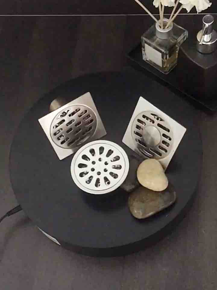 Positive 304 stainless steel four-inch floor drain 12cm washing machine bright light anti-odor dual-use copper self-sealing 50 tube 40 tube square