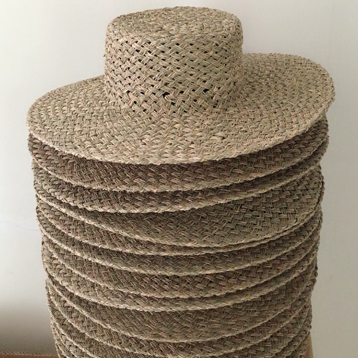 2018 Summer Hand Woven Seagrass Hat Straw Boater Hat Designer Pattern