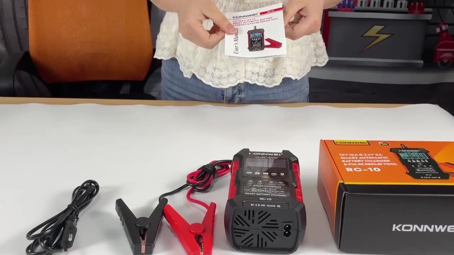 Konnwei Easyuse Automotive Battery Charger Rc10 Car Battery Chargers 12v/10a 24v/5a Car Battery