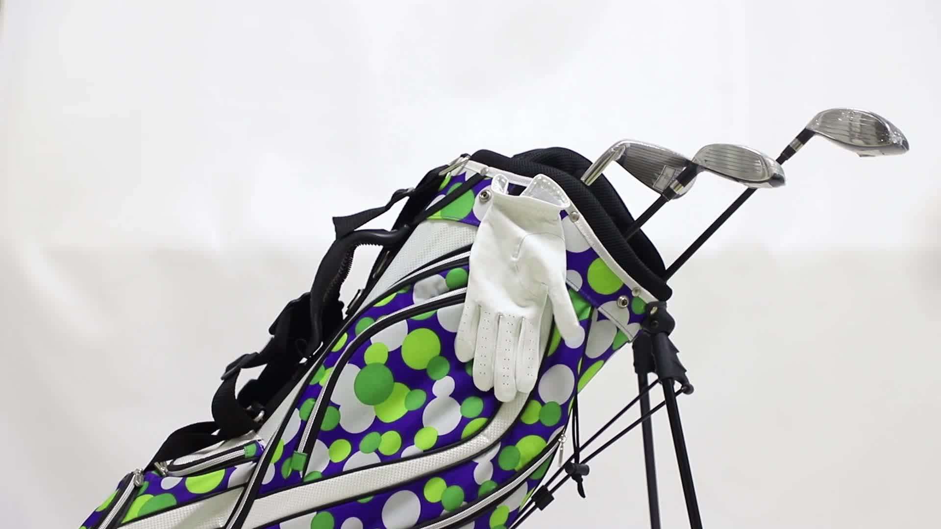 Ladies' Pink Nylon Golf Stand Bag With Printing Colorful Design For