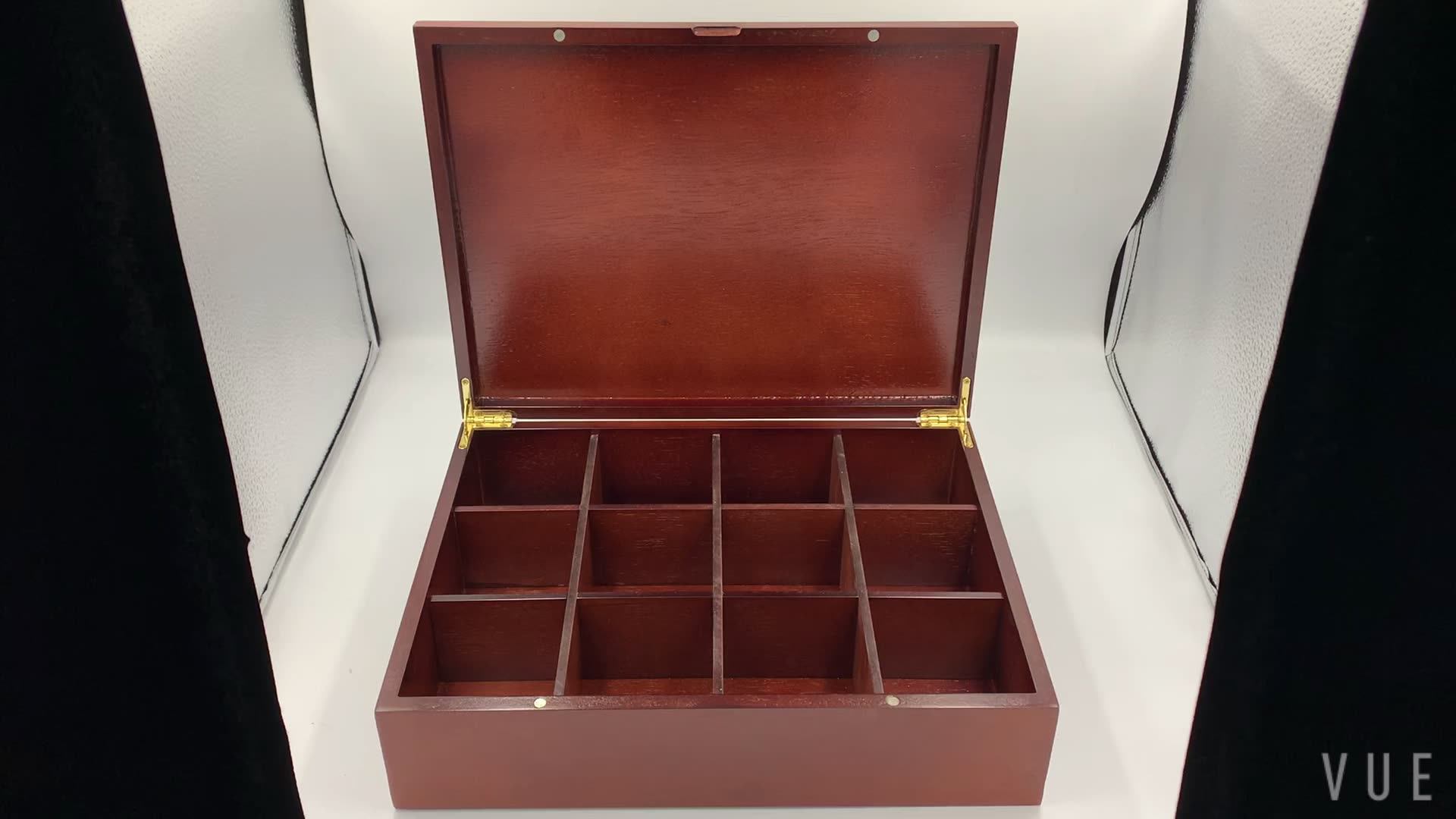 Luxury Dark Brown Lacquer Finish Black Walnut Wooden Tea Box Buy