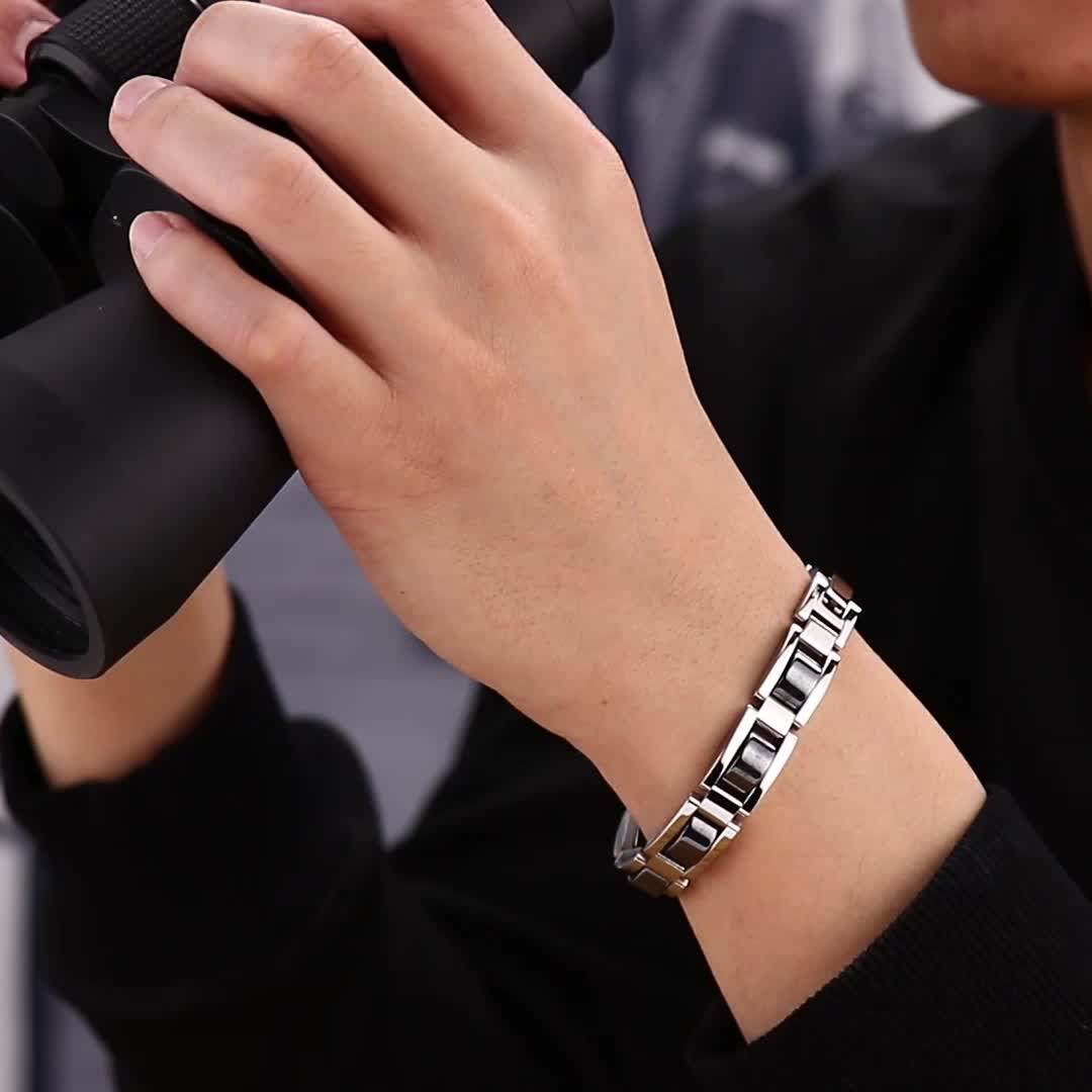 Fashionable Silver Adjustable Tungsten Carbide Bracelet Men Jewelry