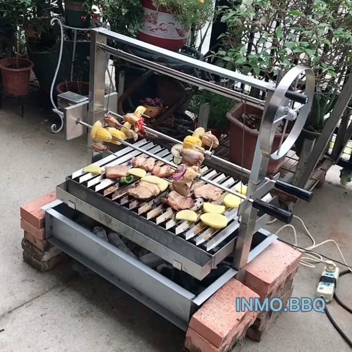 Stainless Steel Dual Rotisserie Kits With Gearbox Set For Argentinian