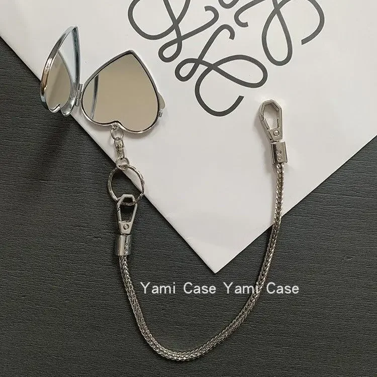 手機掛鏈短金屬手提愛心鏡子可拆卸防丟時尚包鏈掛件適用蘋果華為