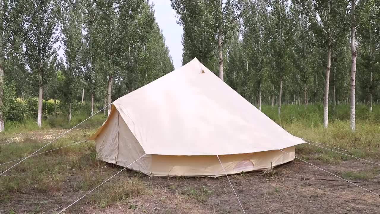 Geodesic Dome Canvas Camping Bell Tent 4 Season Tent With Stove Jack
