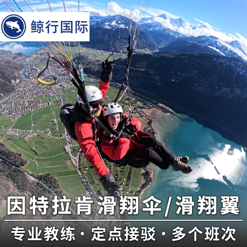 スイス旅行 インターラーケン パラグライダー/ハンググライダー体験 ユングフラウを見渡すパラグライダー（送迎付き）