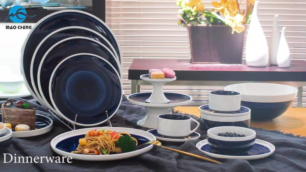 China Housewares Blue Under Glazed High Grade 32 Pcs Porcelain Dinner