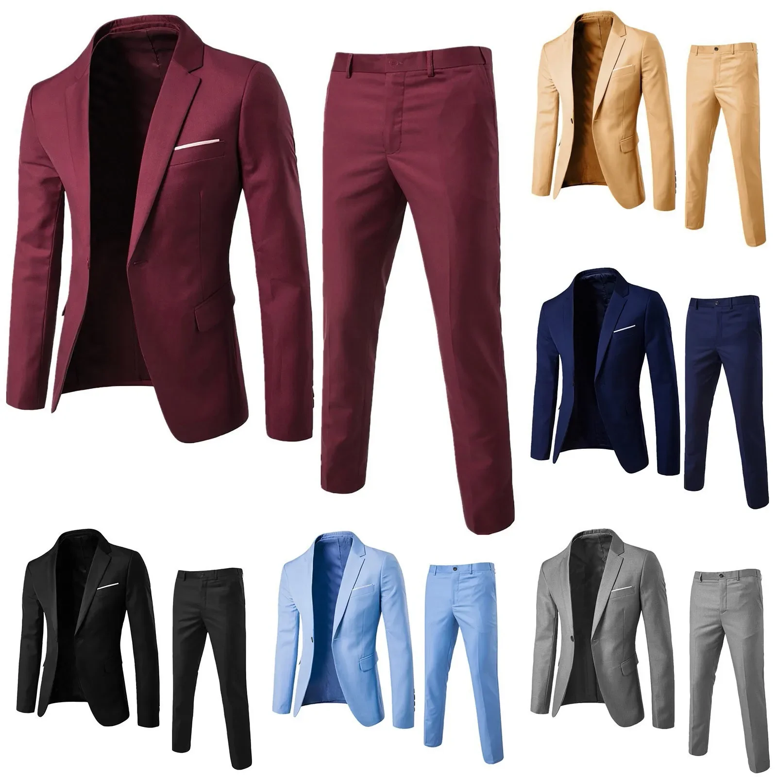 Suit Men's Business suit Professional Formal Suit Men's Two-Piece Suit Slim-Fit Korean Style Best Man and Groom Wedding Dress