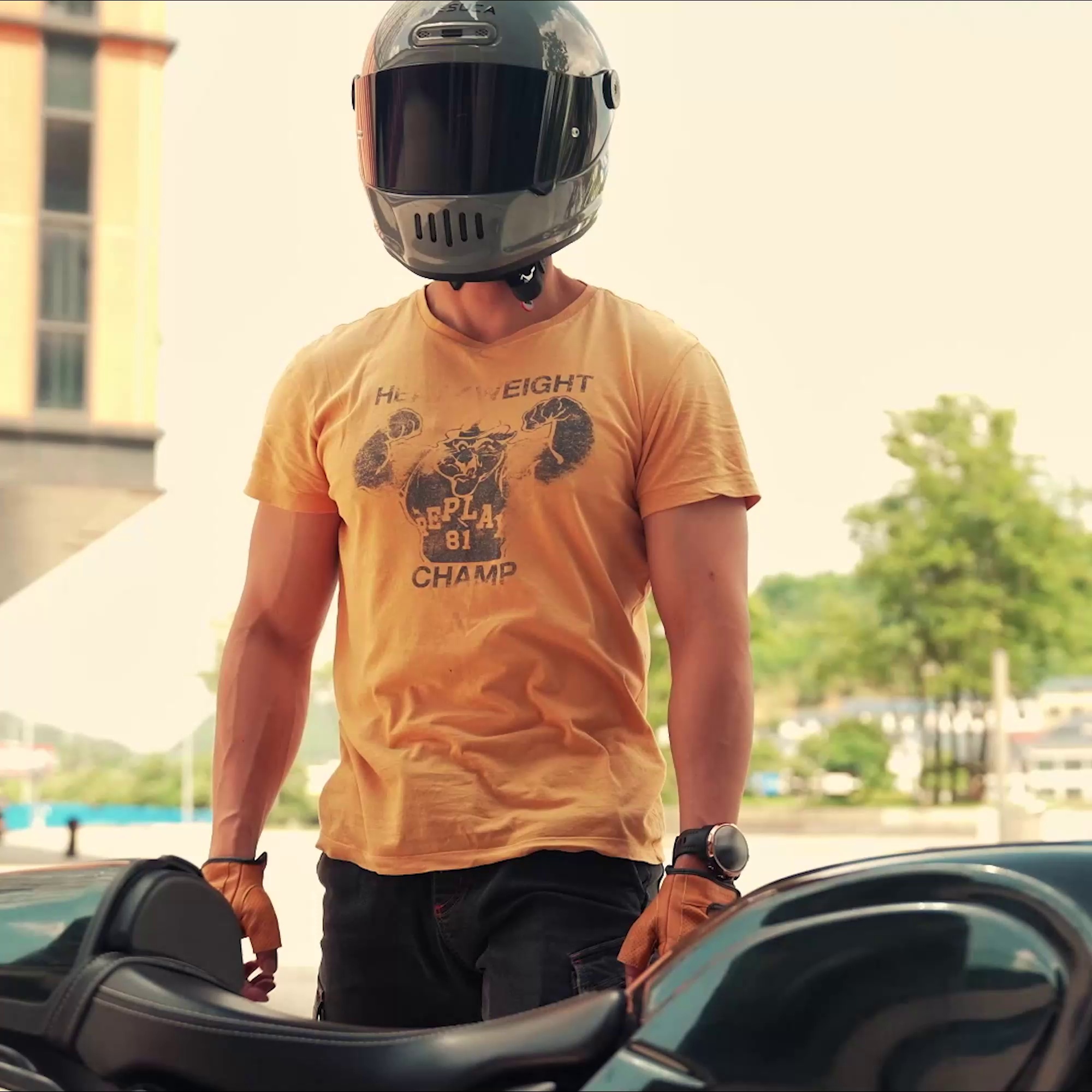 Modo Sói Găng Tay Đi Xe Máy Mùa Hè Xe Máy Retro Nửa Ngón Tay Thoáng Khí Da Cừu Chính Hãng Thiết Bị Nhanh Xe Máy Nam Nữ mua găng tay đi phượt găng tay phượt 