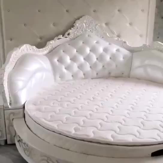 European Classical Style King Size Solid Wood Round Bed /genuine