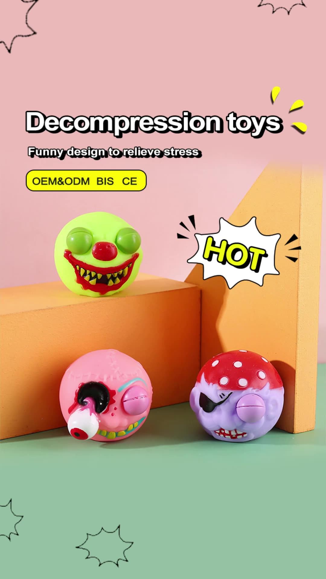 Chengji Halloween Fidget Eyes Pop Out Squeeze Toys Silicone Stress