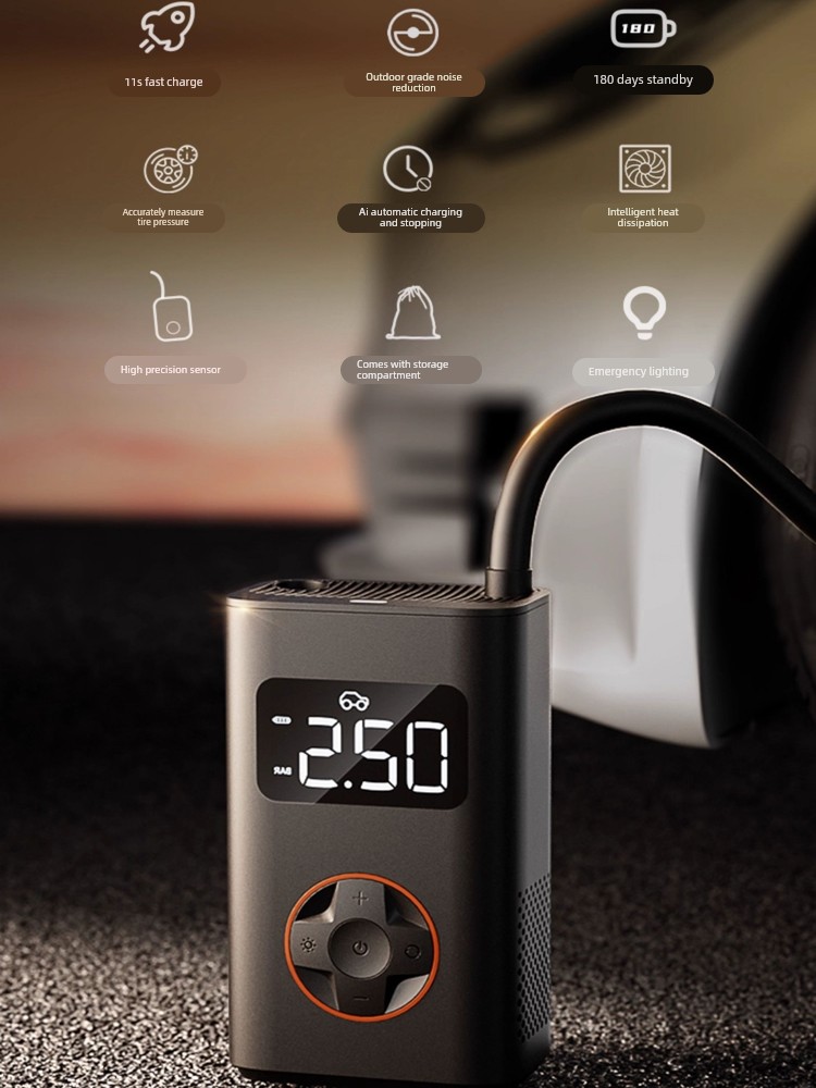 Qiiji 25 Models N3 Car Air Pump, Car Tire Inflator, Tire Pressure Monitoring, Electric Inflator, Portable Air Pump