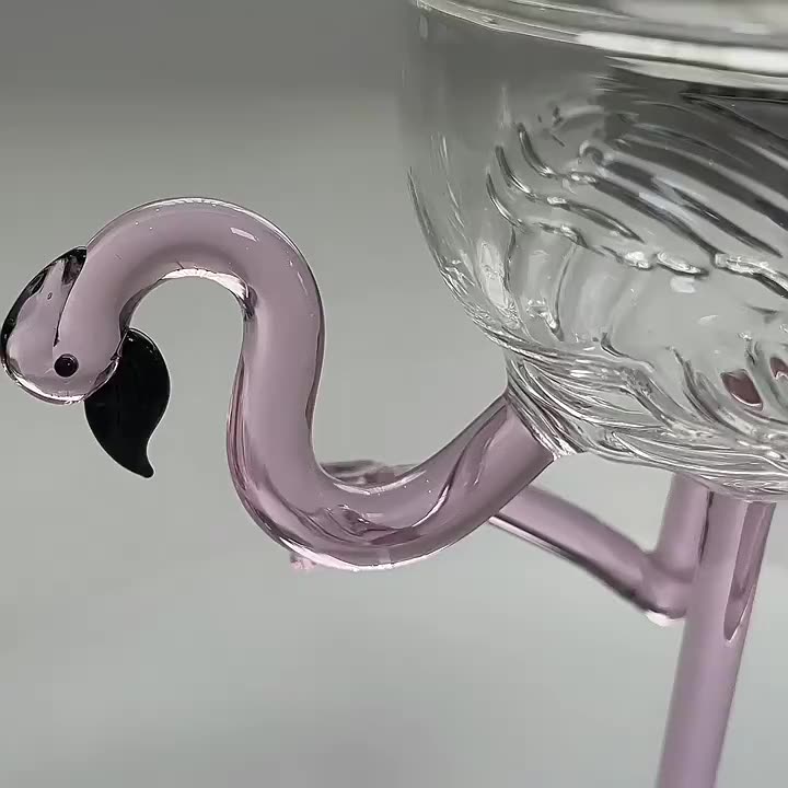 Patelai 2 Bicchieri In Cristallo Con Fenicottero 3D All'Interno | Calici Da Vino Creativi 550 Ml | Regalo Originale Per Lei - 5