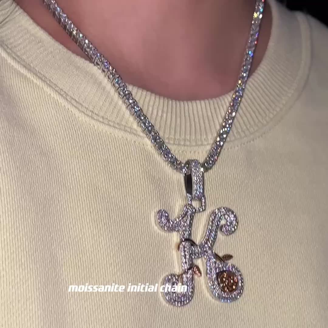 New Fashion Hip Hop Jewelry 2.5" Silver 925 925 Silver Iced Out Lab