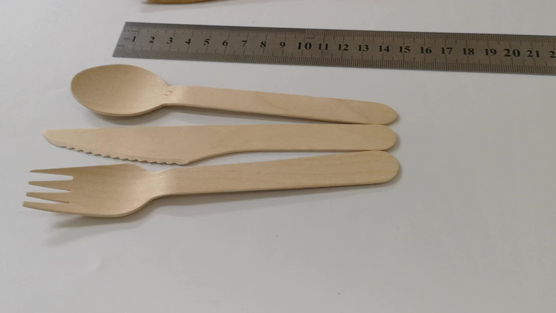 Wholesales Price Kitchen Utensils Bamboo Cutlery Set Disposable Wooden Bamboo Cutlery Set Spoon