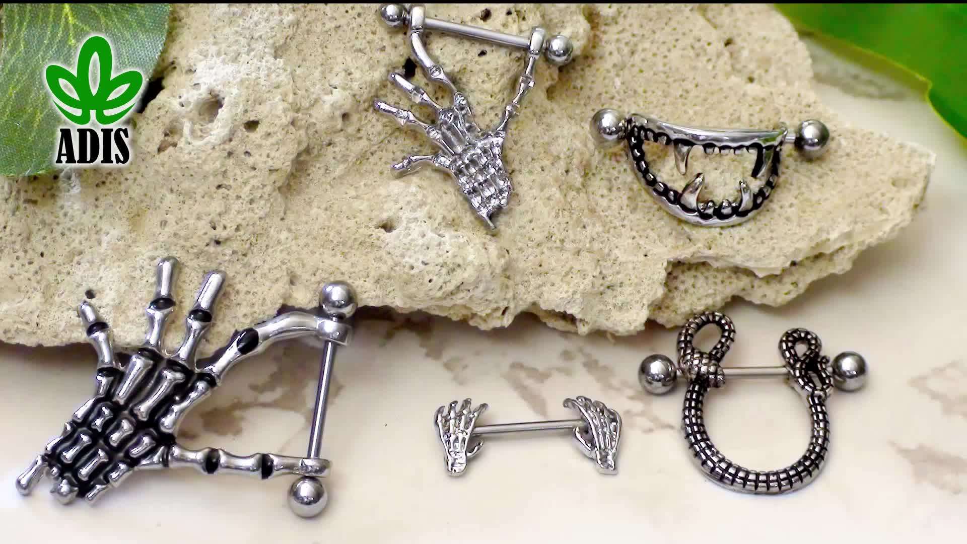 Stainless Steel Adjustable Lag Spike Non Piercing Nipple Ring Body