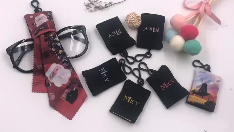 Wholesale Microfiber Eyeglass Case Glasses Cleaning Cloth With Keychain