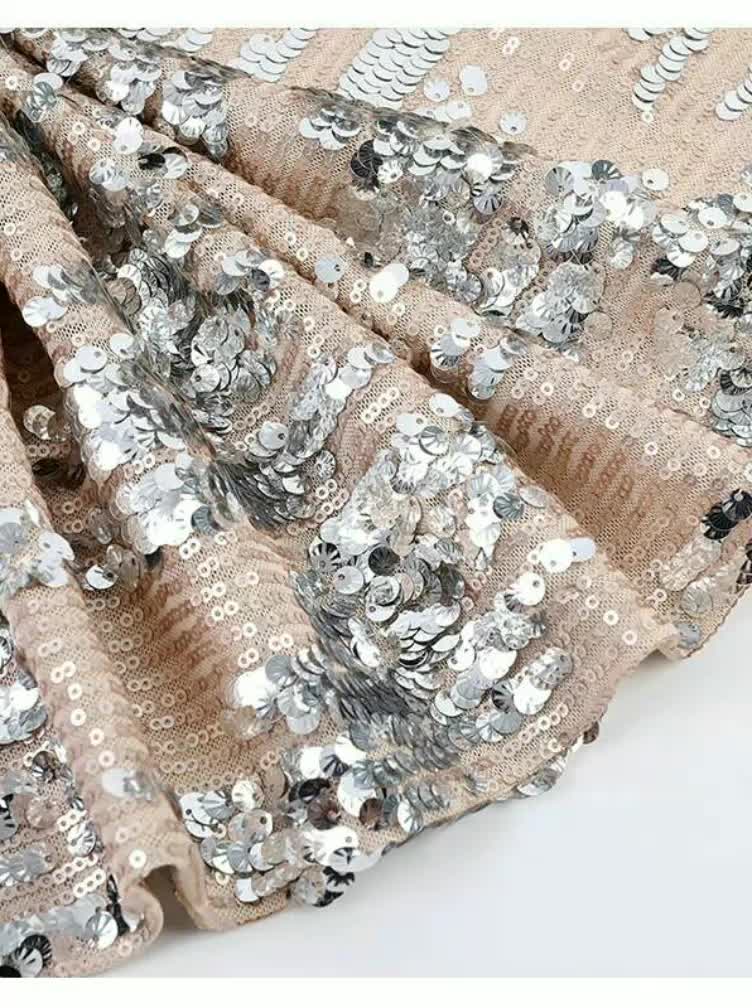 Lace Elastic Colorful 2019 Stylish Silver And Pink Embroidered Shell Sequin Fabric Big Sequin