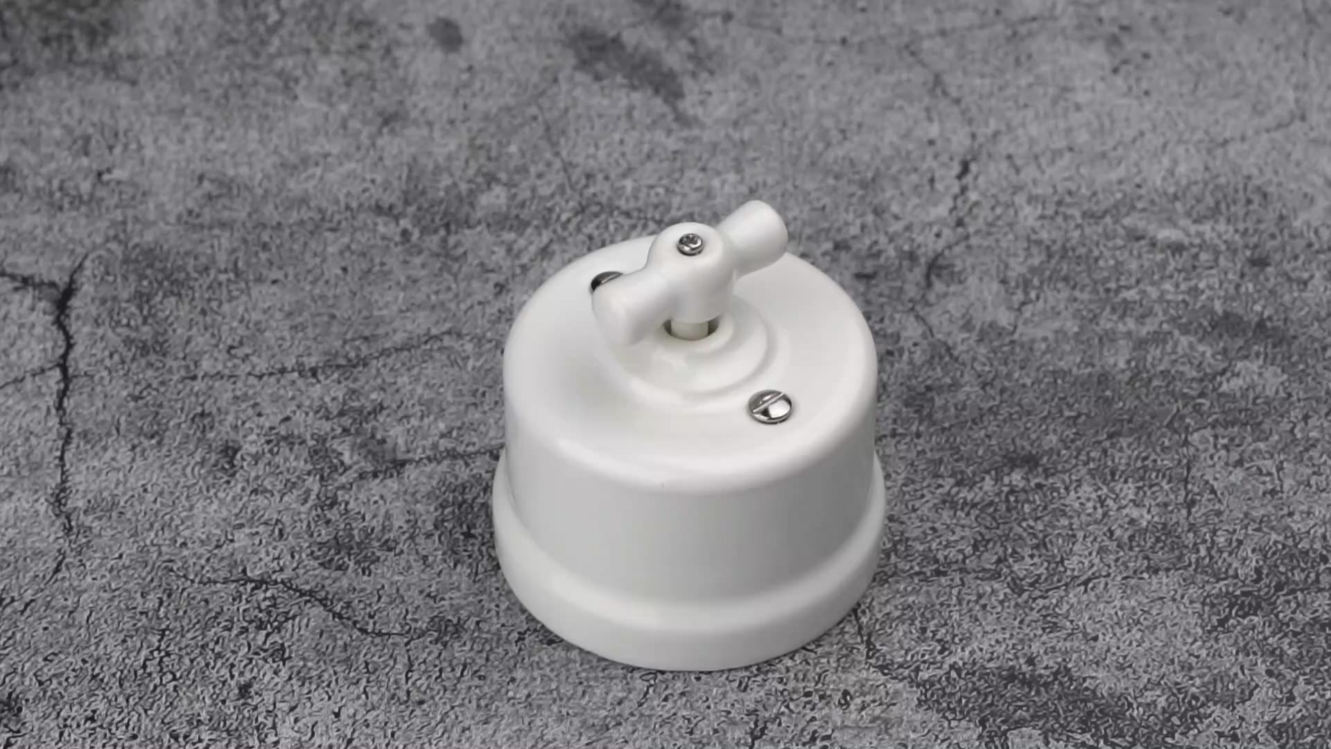 White Retro Porcelain Wall Switch & Socket,Ceramic Rotary Switch,Ceramic Wall Plugs For Latvia