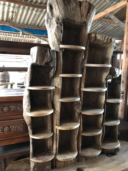 Lijiang Pan Ancient Wa Gang Zhai Log Bookshelf Wood Trough Design Full Wood Retro Furniture Shelf Shelf