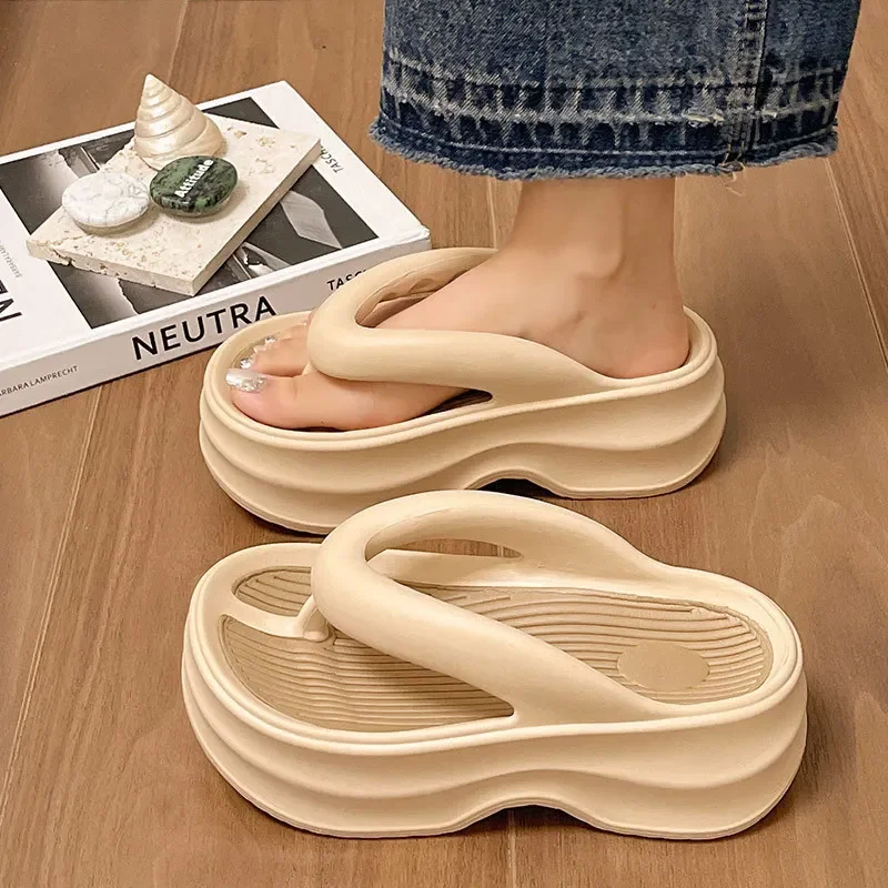Cross-border EVA Thick-soled Flip-flops Women's Summer Outer Wear New Fashion Internet Celebrous Feet Seaside Sandals
