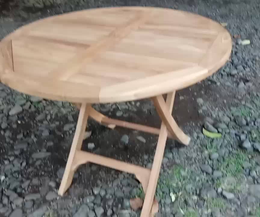 Teak Wood Timber Round Folding Table Patio Outdoor Garden Furniture