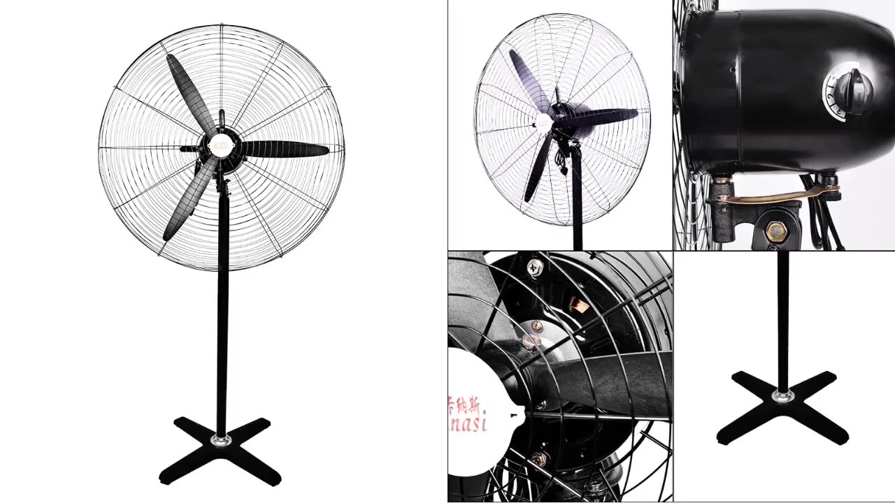 Ventilateur Black Electric Metal Pedestal Stand Fan 3 Metal Blades Free