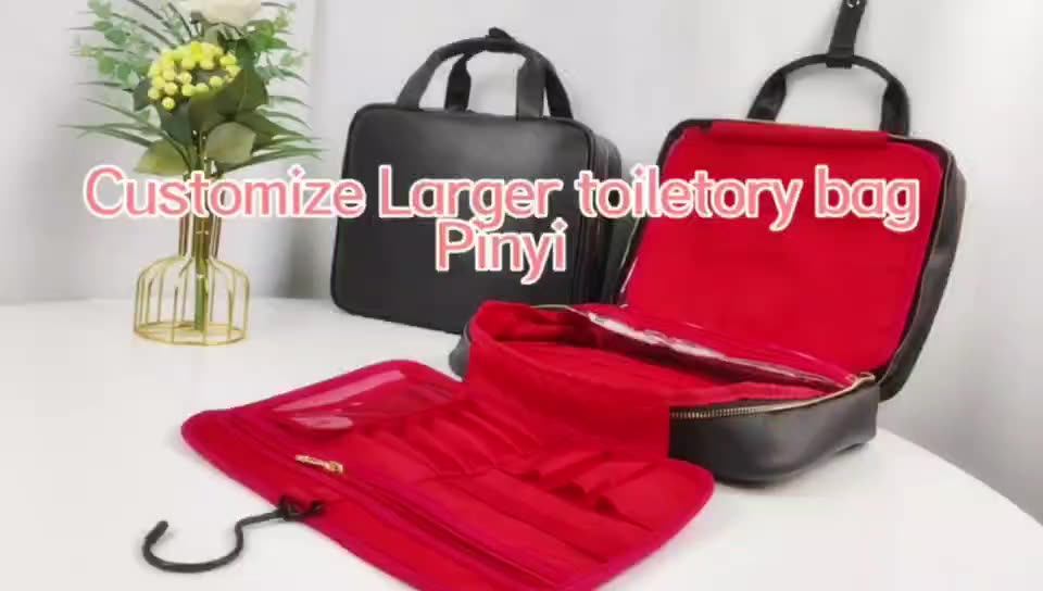 Customize Large Waterproof Cosmetic Bag Travel Organizer With Elastic Band Holders For Full