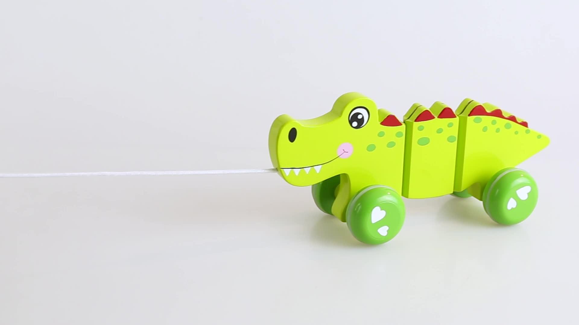 Kids Early Learning Walking Educational Animal Wooden Baby Pull Along